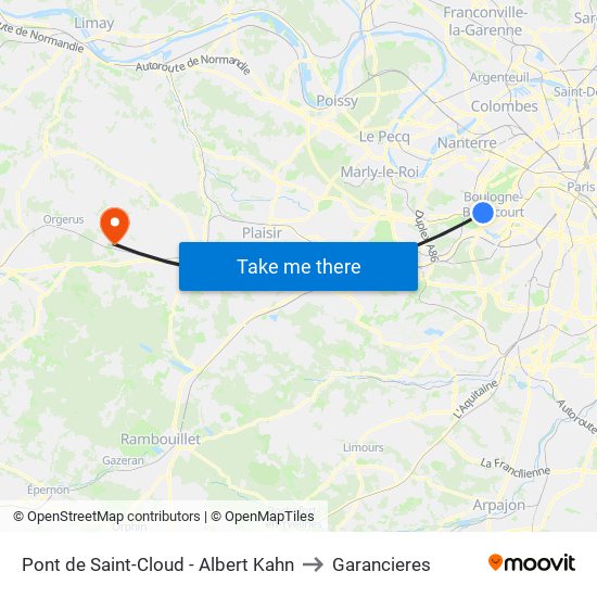 Pont de Saint-Cloud - Albert Kahn to Garancieres map