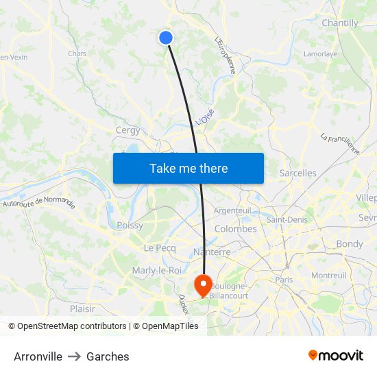 Arronville to Garches map