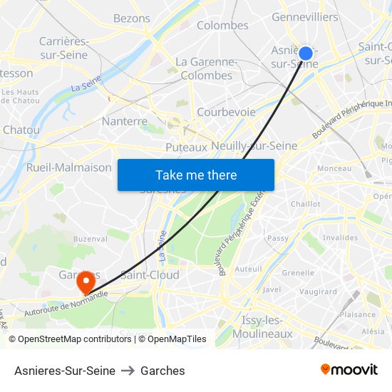 Asnieres-Sur-Seine to Garches map