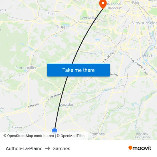 Authon-La-Plaine to Garches map