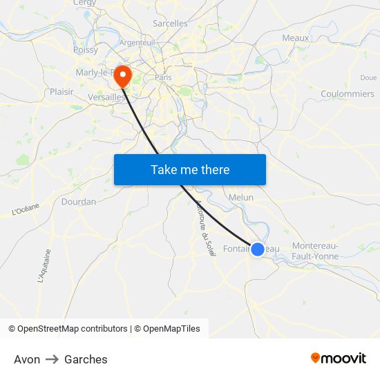 Avon to Garches map