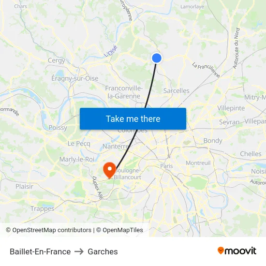 Baillet-En-France to Garches map