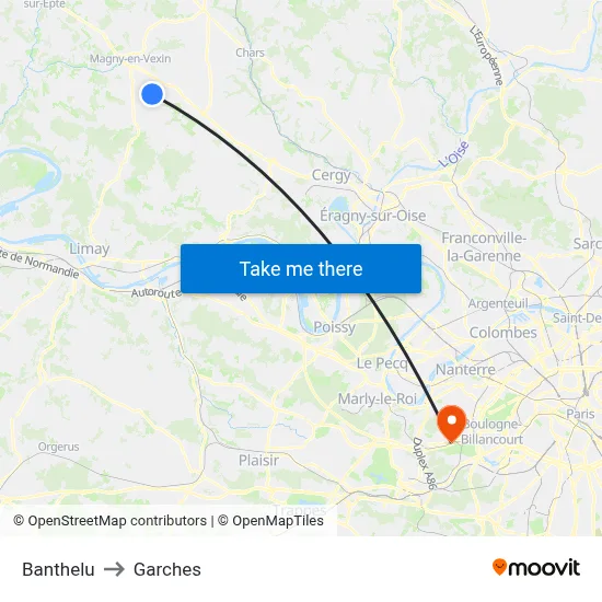 Banthelu to Garches map