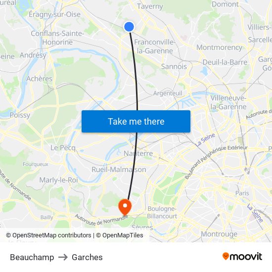 Beauchamp to Garches map