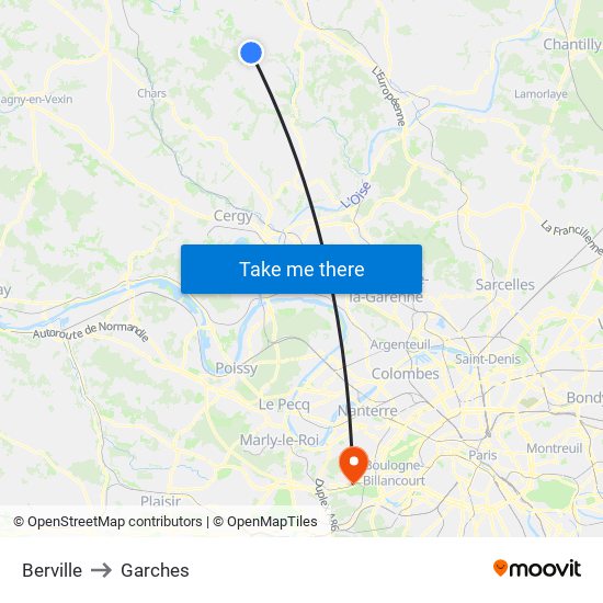 Berville to Garches map