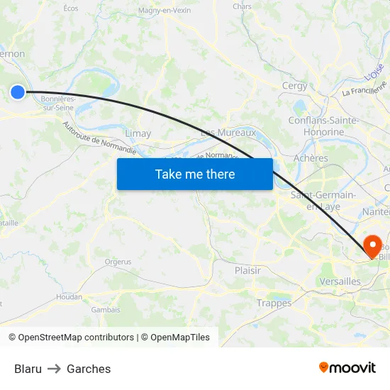 Blaru to Garches map