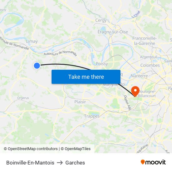 Boinville-En-Mantois to Garches map