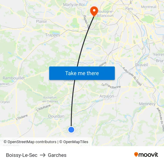 Boissy-Le-Sec to Garches map
