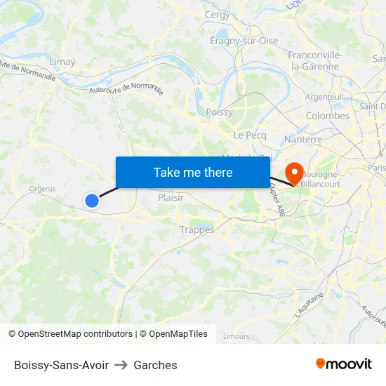 Boissy-Sans-Avoir to Garches map