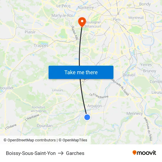Boissy-Sous-Saint-Yon to Garches map