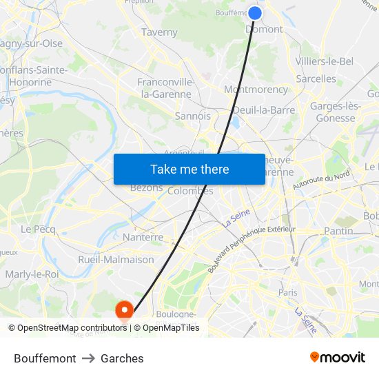 Bouffemont to Garches map