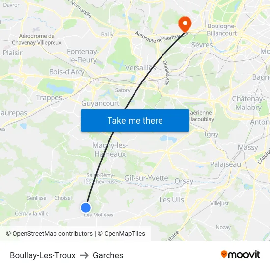 Boullay-Les-Troux to Garches map