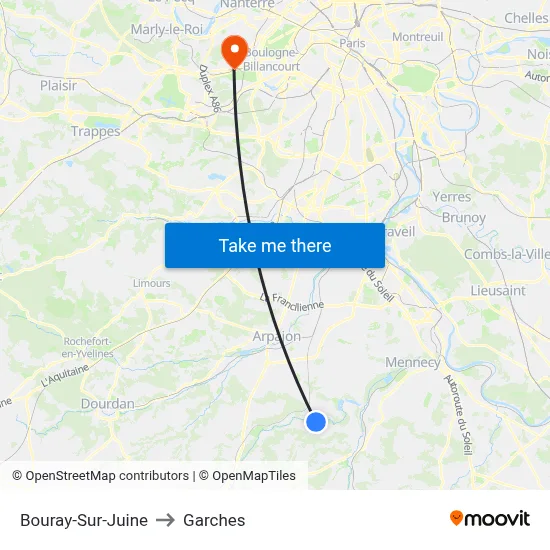 Bouray-Sur-Juine to Garches map