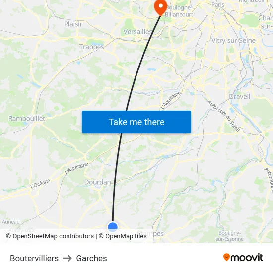 Boutervilliers to Garches map