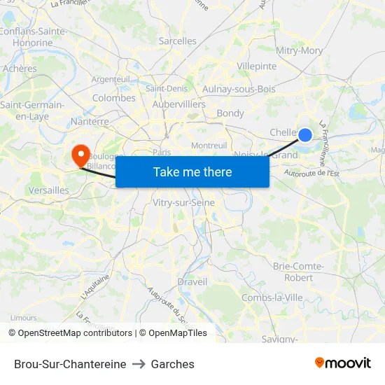 Brou-Sur-Chantereine to Garches map