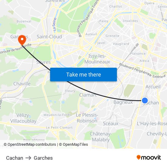 Cachan to Garches map