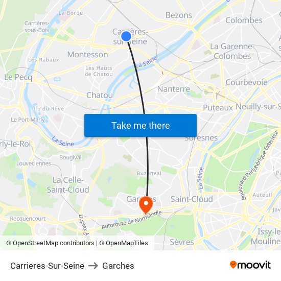 Carrieres-Sur-Seine to Garches map