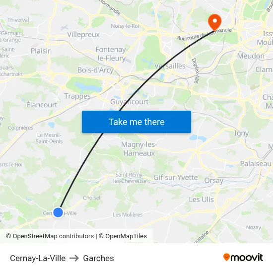 Cernay-La-Ville to Garches map