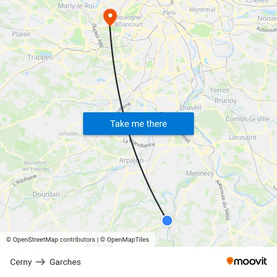 Cerny to Garches map