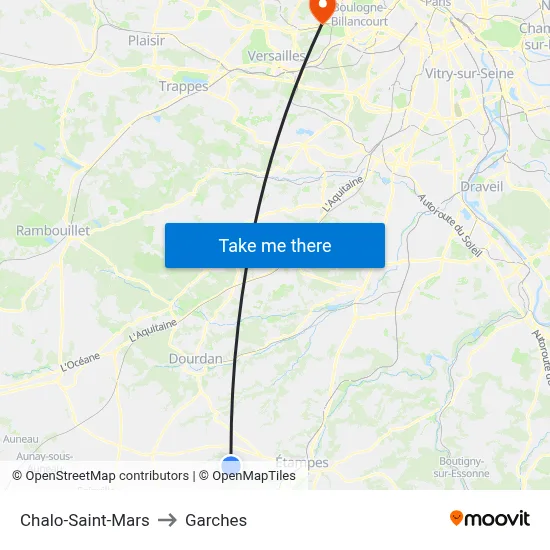 Chalo-Saint-Mars to Garches map