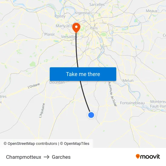 Champmotteux to Garches map