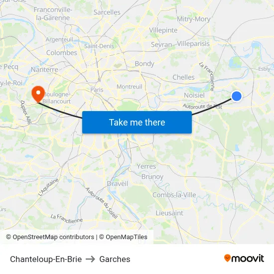 Chanteloup-En-Brie to Garches map