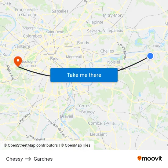 Chessy to Garches map