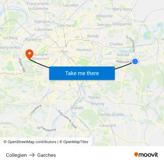Collegien to Garches map