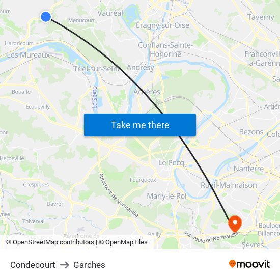 Condecourt to Garches map
