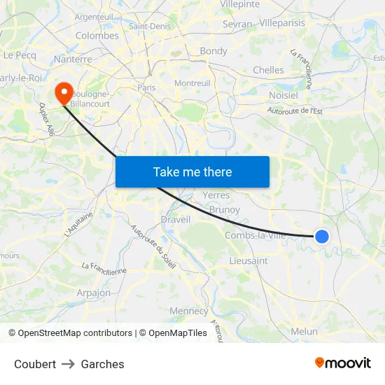Coubert to Garches map