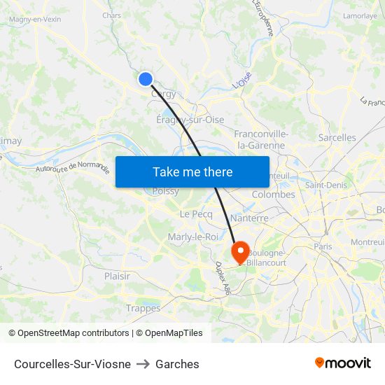 Courcelles-Sur-Viosne to Garches map