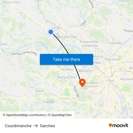 Courdimanche to Garches map