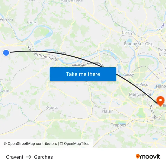 Cravent to Garches map