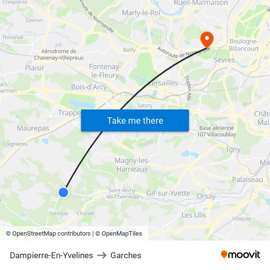 Dampierre-En-Yvelines to Garches map