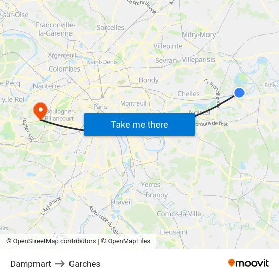 Dampmart to Garches map
