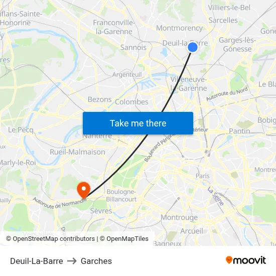 Deuil-La-Barre to Garches map
