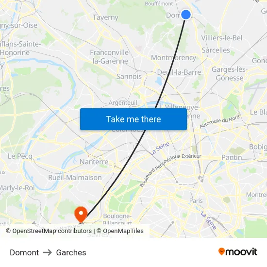 Domont to Garches map