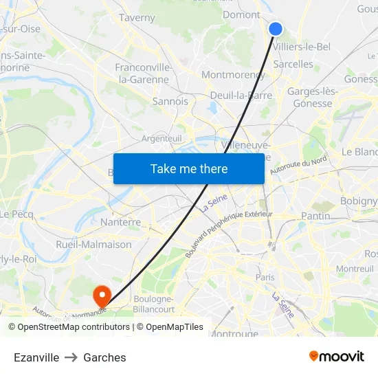 Ezanville to Garches map