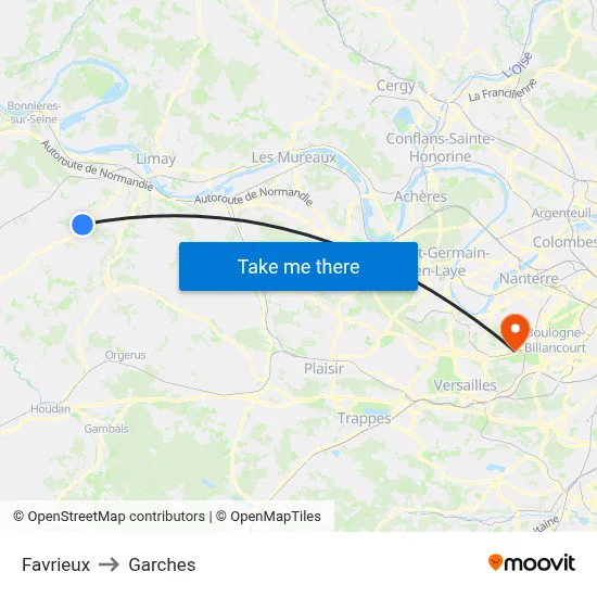 Favrieux to Garches map