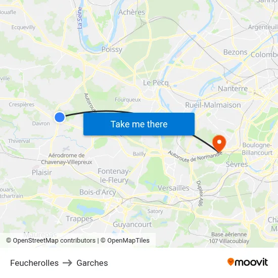 Feucherolles to Garches map