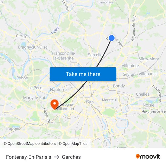 Fontenay-En-Parisis to Garches map