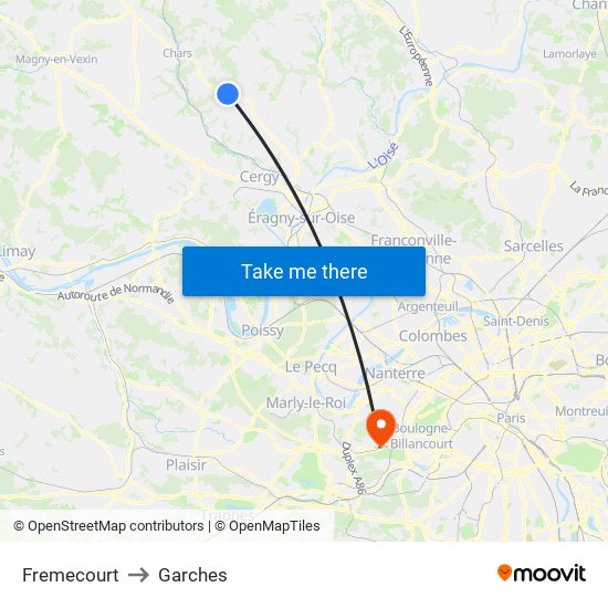 Fremecourt to Garches map