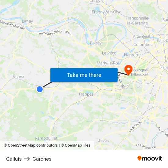 Galluis to Garches map