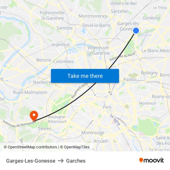 Garges-Les-Gonesse to Garches map