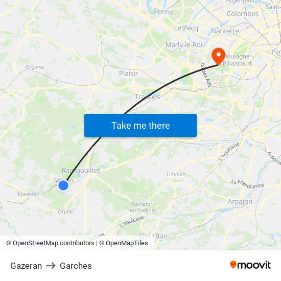 Gazeran to Garches map