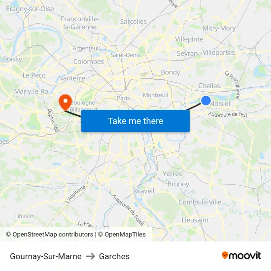 Gournay-Sur-Marne to Garches map