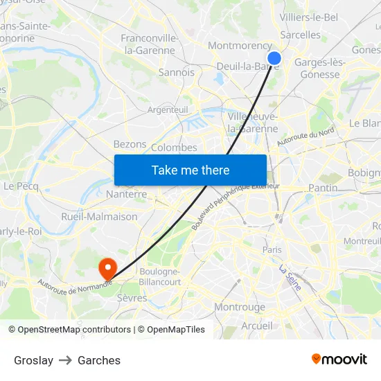 Groslay to Garches map