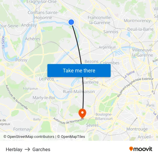 Herblay to Garches map