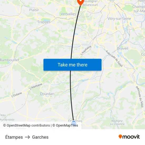 Étampes to Garches map