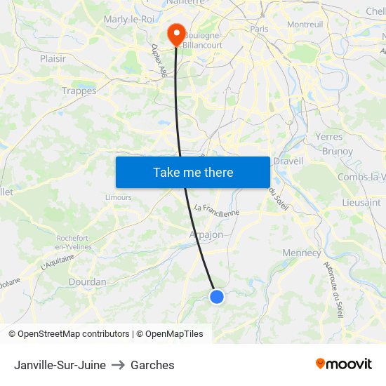 Janville-Sur-Juine to Garches map